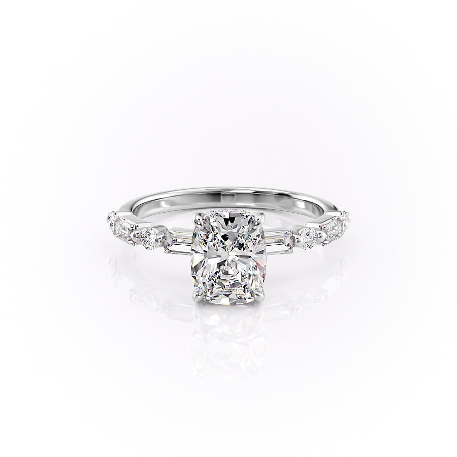 The Patricia Set With A 2 Carat Elongated Cushion Lab Diamond