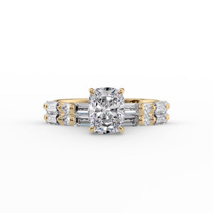 The Patricia Set With A 2.5 Carat Elongated Cushion Lab Diamond