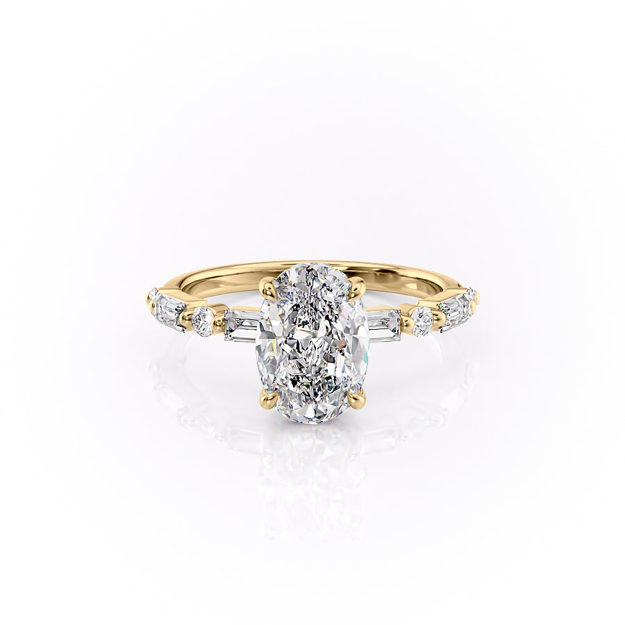 The Patricia Set With A 1 Carat Oval Lab Diamond