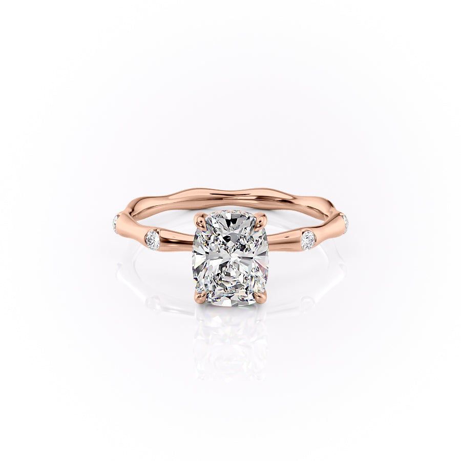 The Samantha Set With A 2.5 Carat Elongated Cushion Lab Diamond