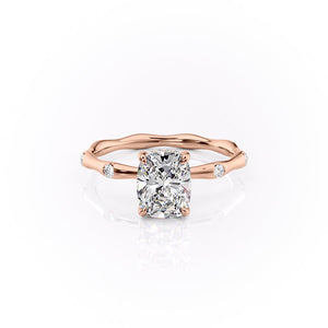The Samantha Set With A 2.5 Carat Elongated Cushion Lab Diamond