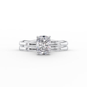 The Samantha Set With A 3.5 Carat Elongated Cushion Moissanite