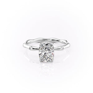 The Samantha Set With A 2.5 Carat Elongated Cushion Lab Diamond