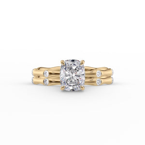 The Samantha Set With A 4 Carat Elongated Cushion Moissanite