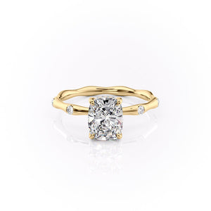 The Samantha Set With A 5 Carat Elongated Cushion Moissanite