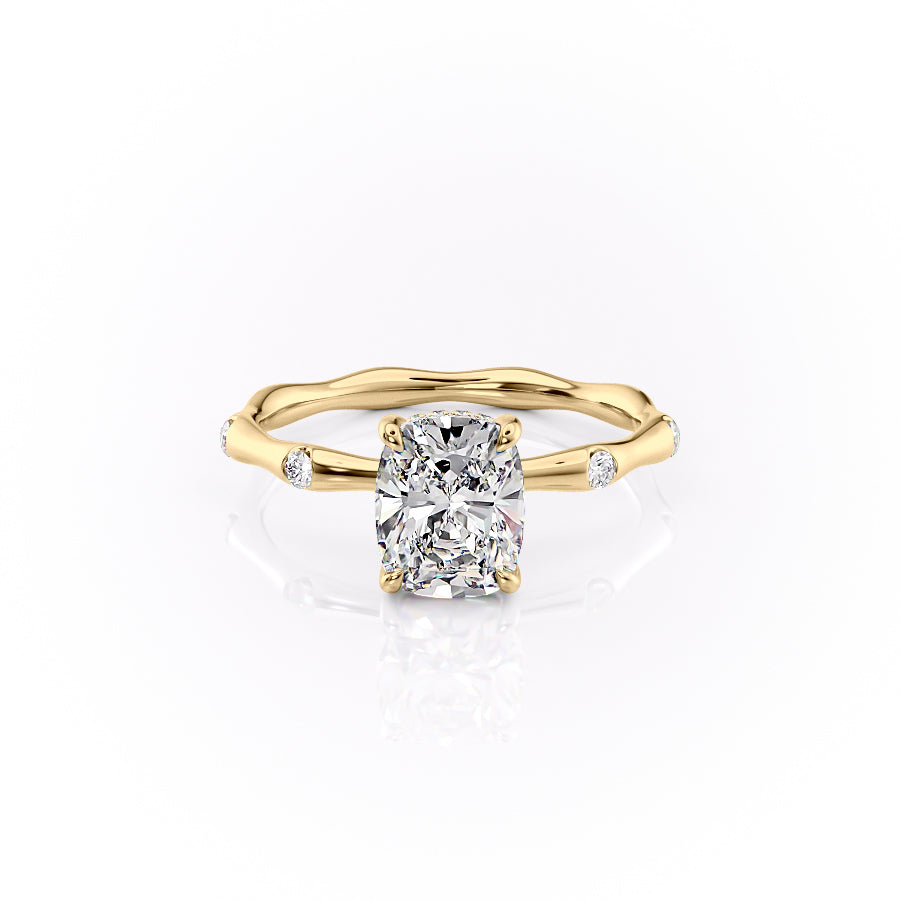 The Samantha Set With A 4.5 Carat Elongated Cushion Moissanite