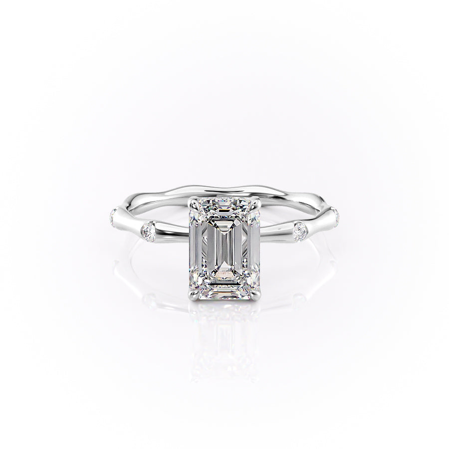 The Samantha Set With A 3.5 Carat Emerald Moissanite