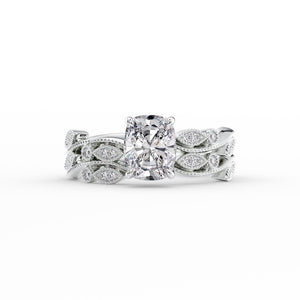The Robin Set With A 3 Carat Elongated Cushion Moissanite