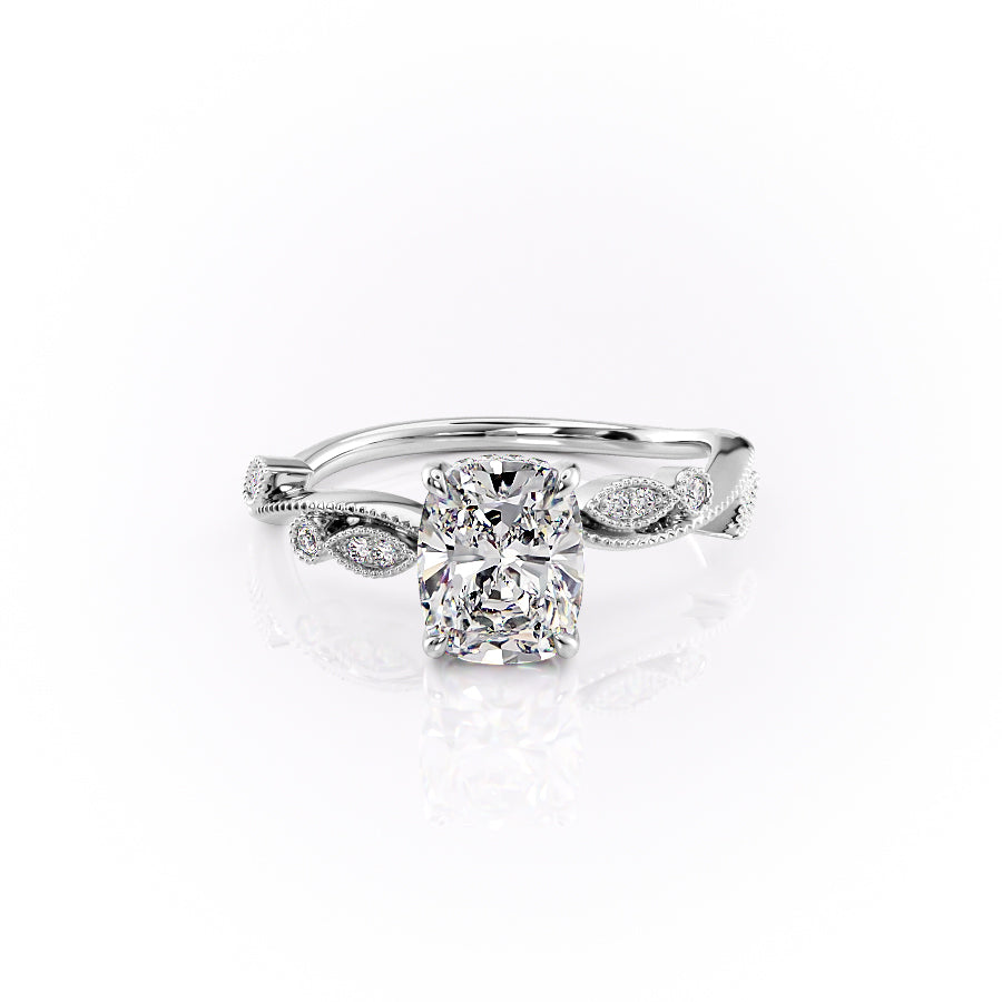 The Robin Set With A 1.5 Carat Elongated Cushion Lab Diamond