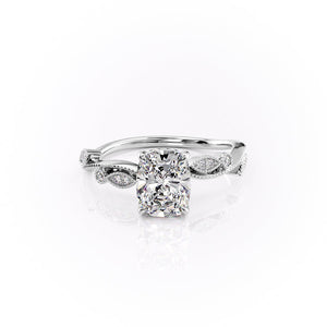 The Robin Set With A 5 Carat Elongated Cushion Moissanite