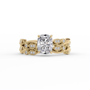 The Robin Set With A 2 Carat Elongated Cushion Moissanite