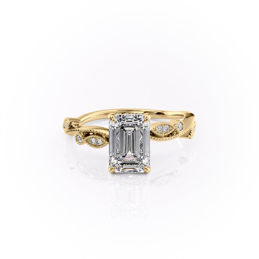 The Robin Set With A 5 Carat Emerald Moissanite