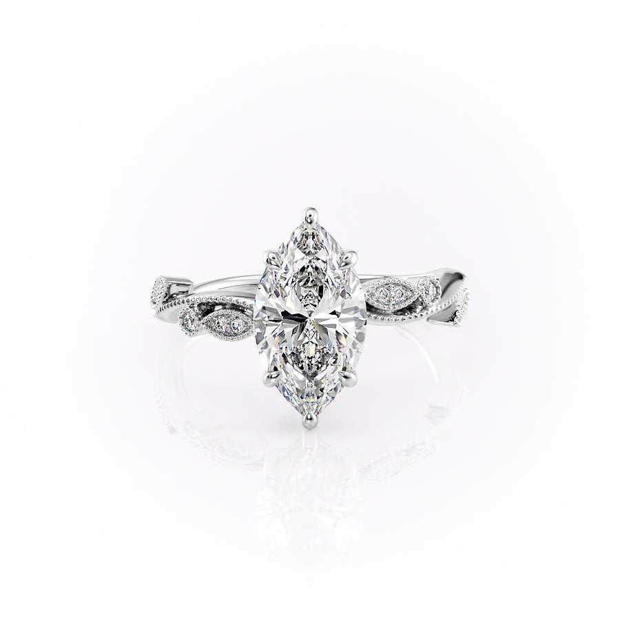 The Robin Set With A 4 Carat Marquise Moissanite