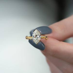 The Robin Set With A 2.5 Carat Marquise Lab Diamond