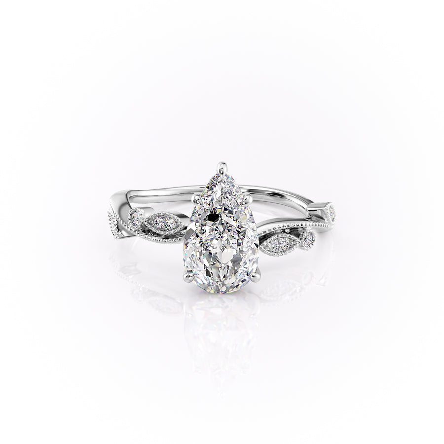 The Robin Set With A 3.5 Carat Pear Moissanite