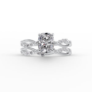 The Daisy Set With A 2 Carat Elongated Cushion Moissanite
