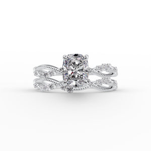 The Daisy Set With A 3.5 Carat Elongated Cushion Moissanite