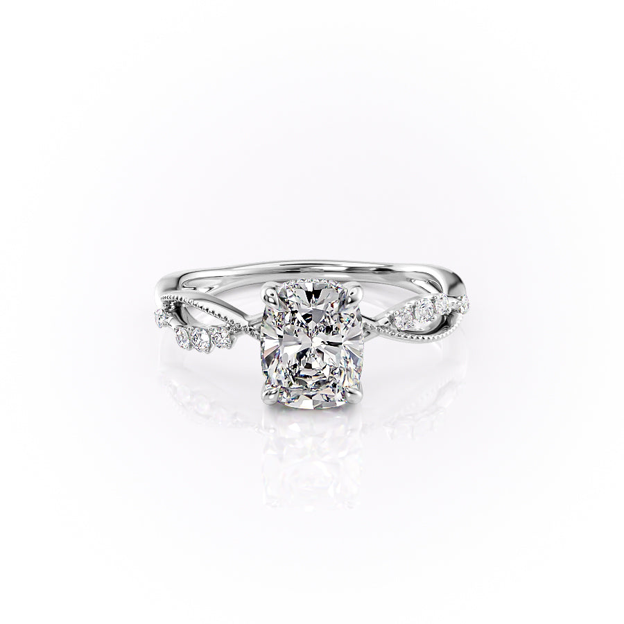 The Daisy Set With A 2 Carat Elongated Cushion Moissanite
