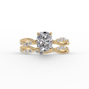 The Daisy Set With A 4.5 Carat Elongated Cushion Moissanite