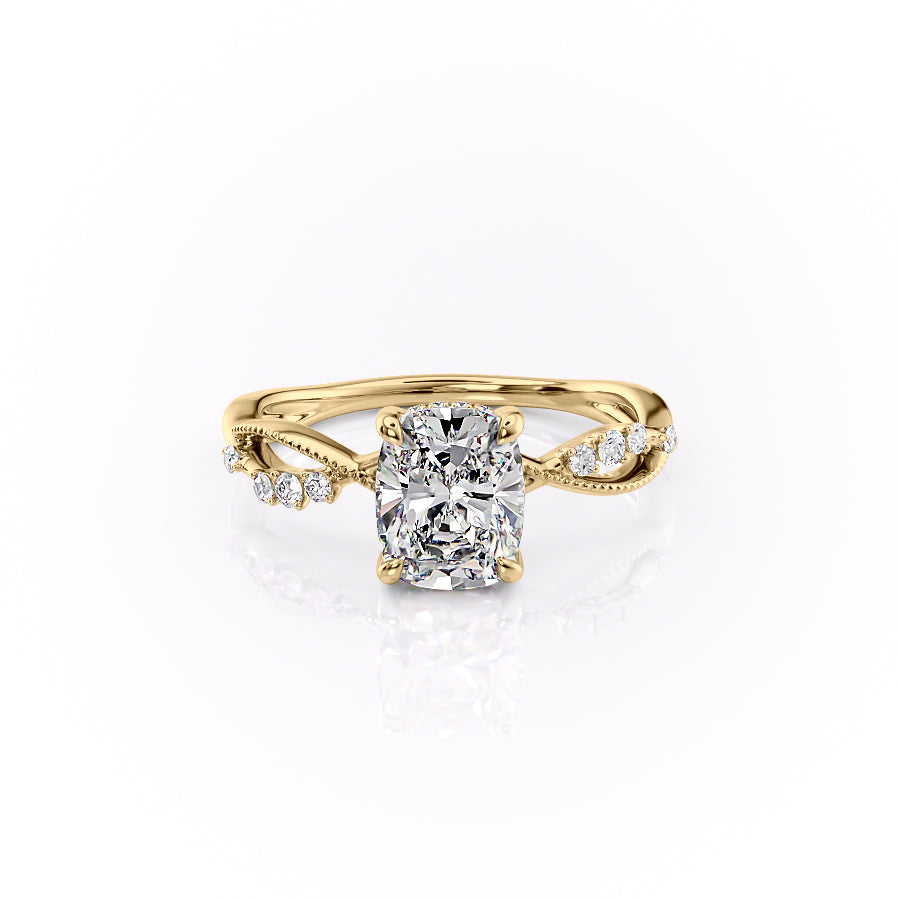 The Daisy Set With A 1.5 Carat Elongated Cushion Lab Diamond