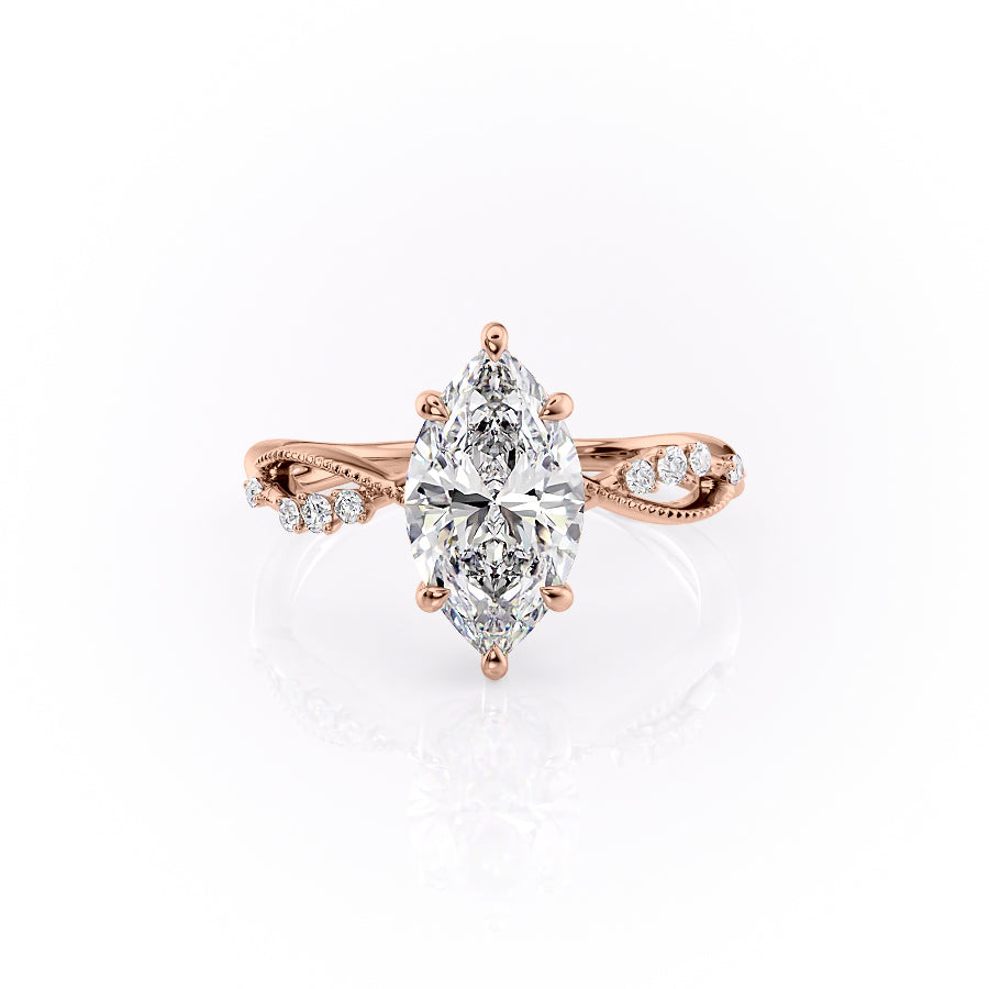 The Daisy Set With A 3 Carat Marquise Moissanite