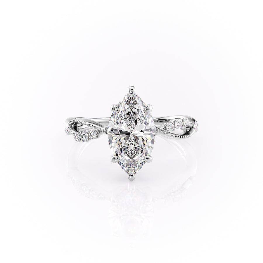 The Daisy Set With A 3 Carat Marquise Moissanite