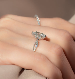 The Daisy Set With A 2 Carat Marquise Moissanite