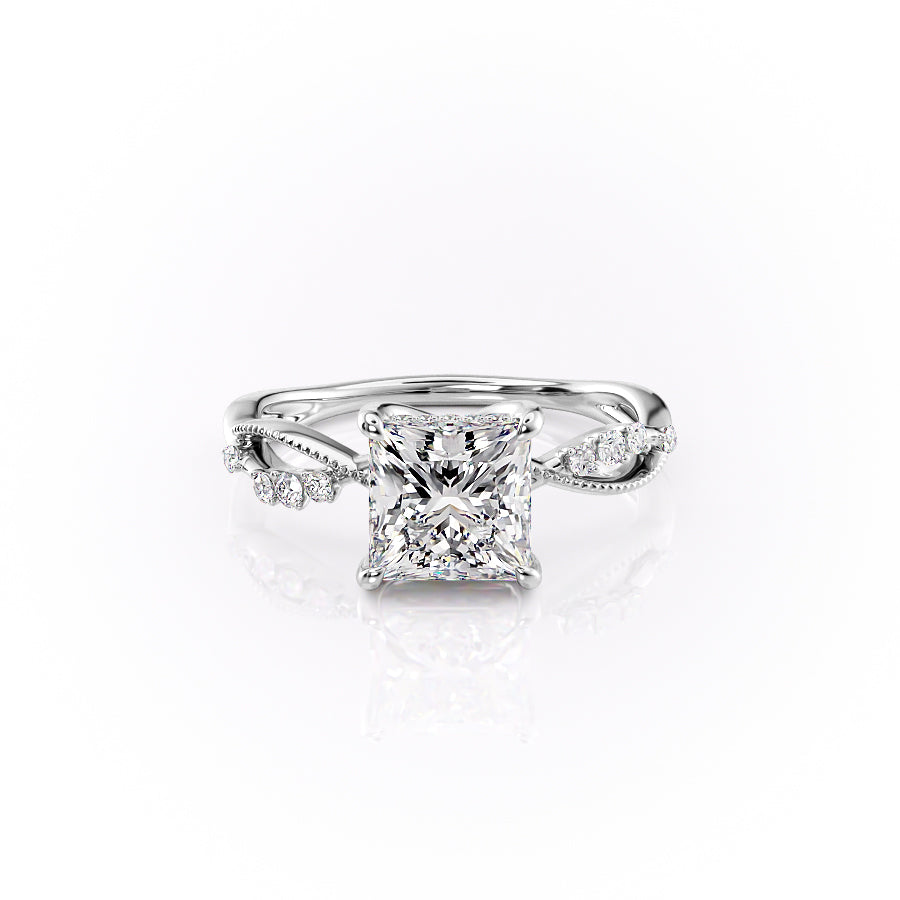 The Daisy Set With A 2.5 Carat Princess Lab Diamond