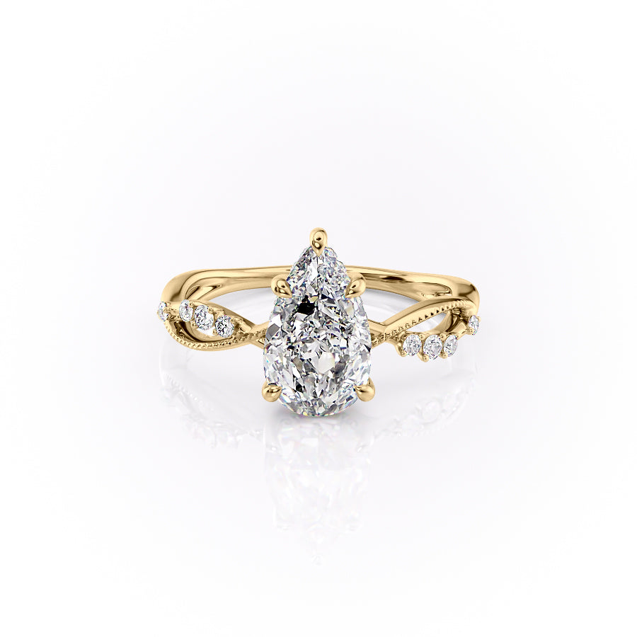 The Daisy Set With A 3 Carat Pear Lab Diamond