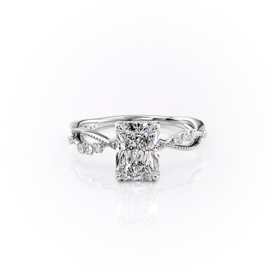 The Daisy Set With A 1.5 Carat Radiant Moissanite