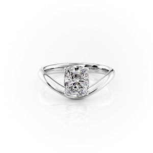 The Berta Set With A 5 Carat Elongated Cushion Moissanite