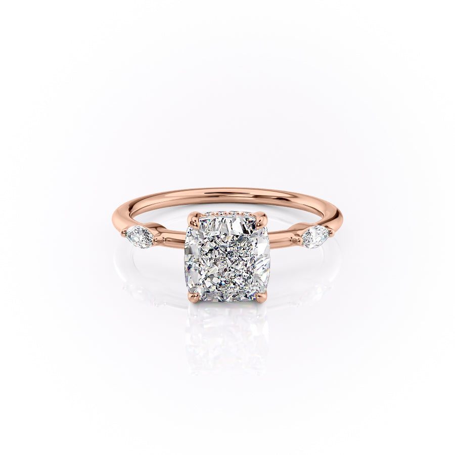 The Nicole Set With A 3 Carat Cushion Moissanite