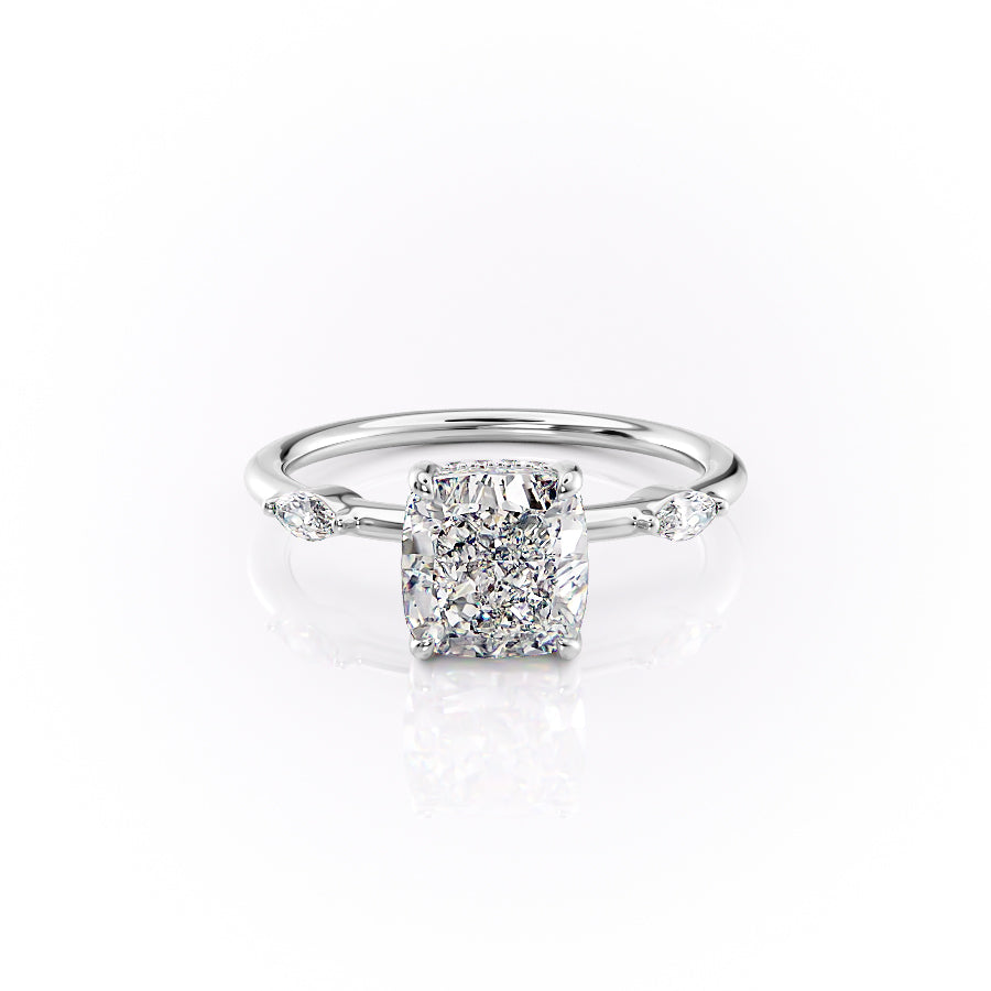 The Nicole Set With A 2.5 Carat Cushion Moissanite