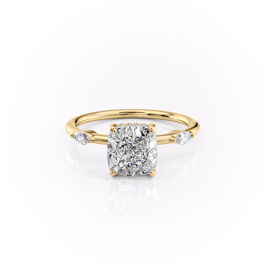 The Nicole Set With A 4 Carat Cushion Moissanite