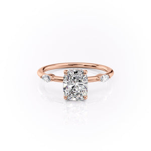 The Nicole Set With A 4.5 Carat Elongated Cushion Moissanite