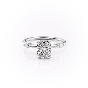 The Nicole Set With A 4 Carat Elongated Cushion Moissanite