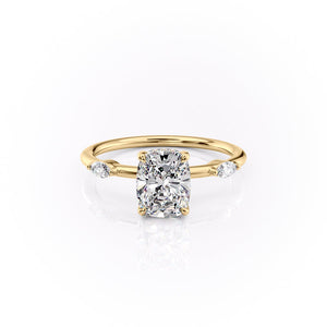 The Nicole Set With A 1.5 Carat Elongated Cushion Moissanite