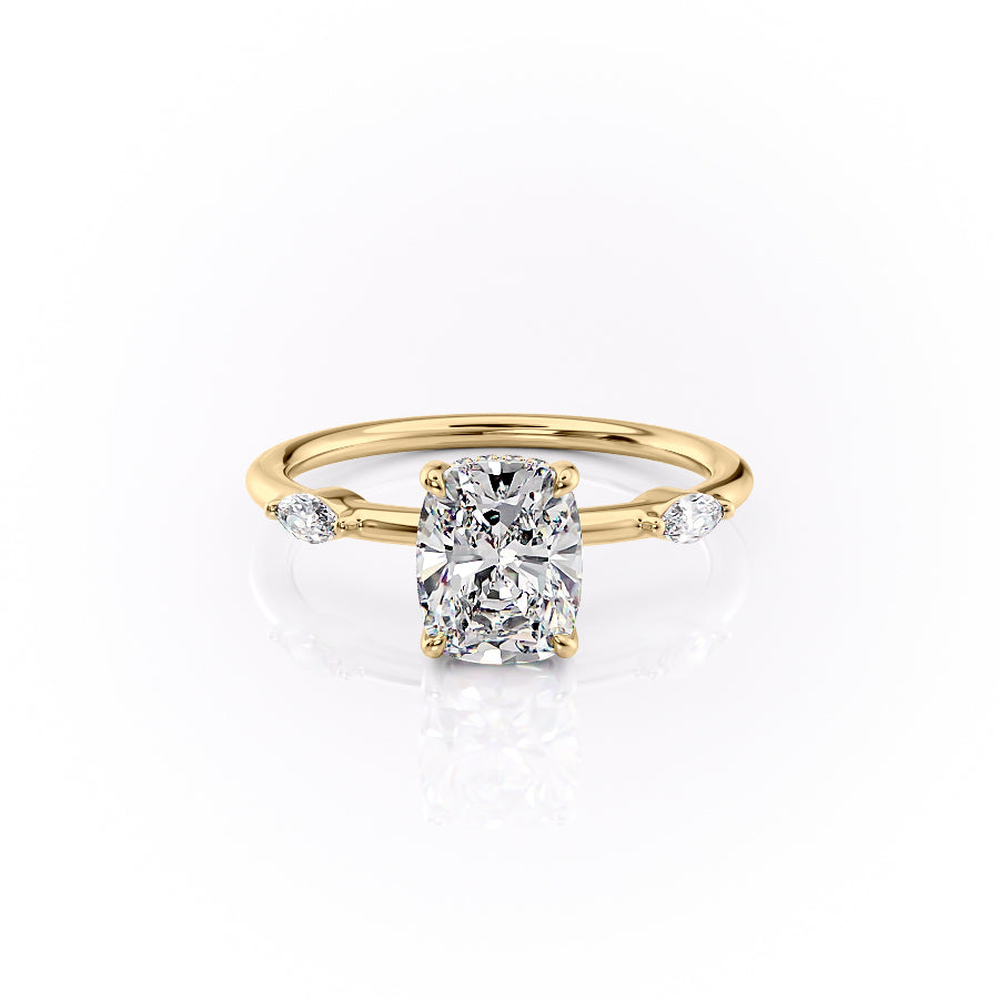 The Nicole Set With A 2 Carat Elongated Cushion Lab Diamond