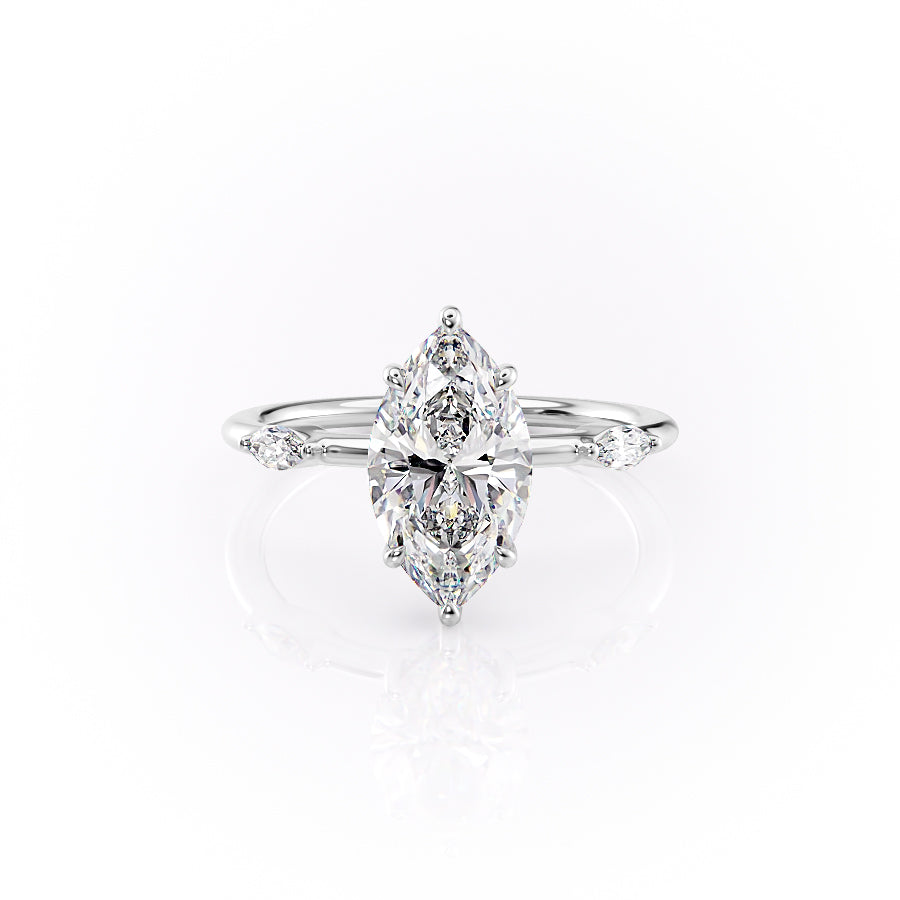 The Nicole Set With A 3.5 Carat Marquise Moissanite