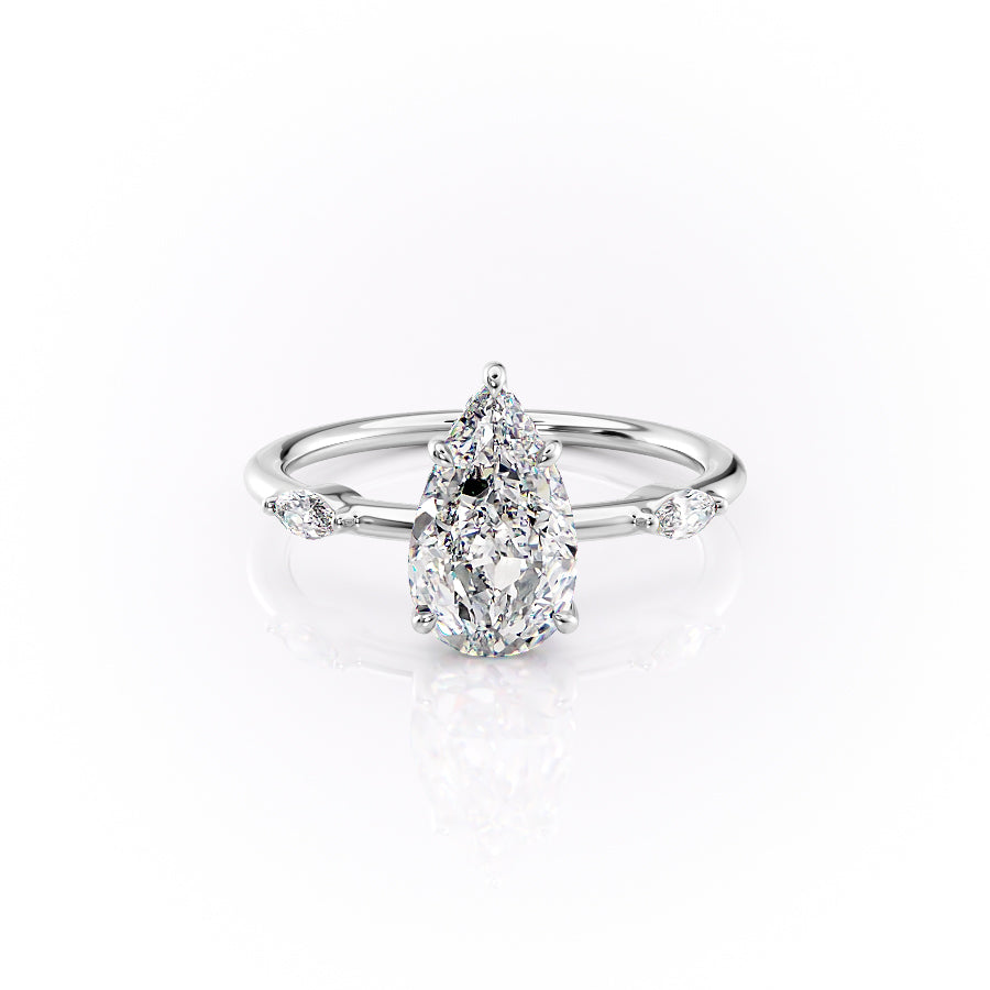 The Nicole Set With A 5 Carat Pear Moissanite