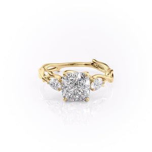 The Three Stone Twig Set With A 5 Carat Cushion Moissanite