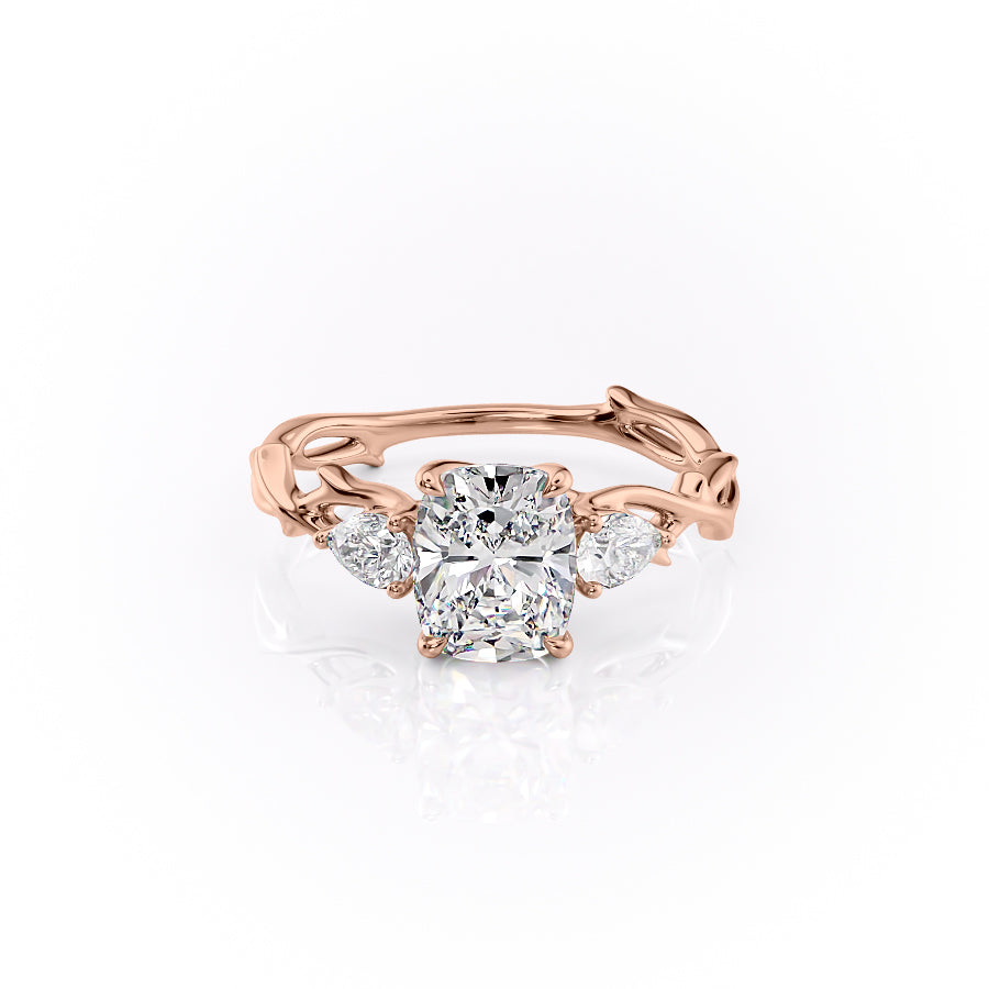 The Three Stone Twig Set With A 4 Carat Elongated Cushion Moissanite