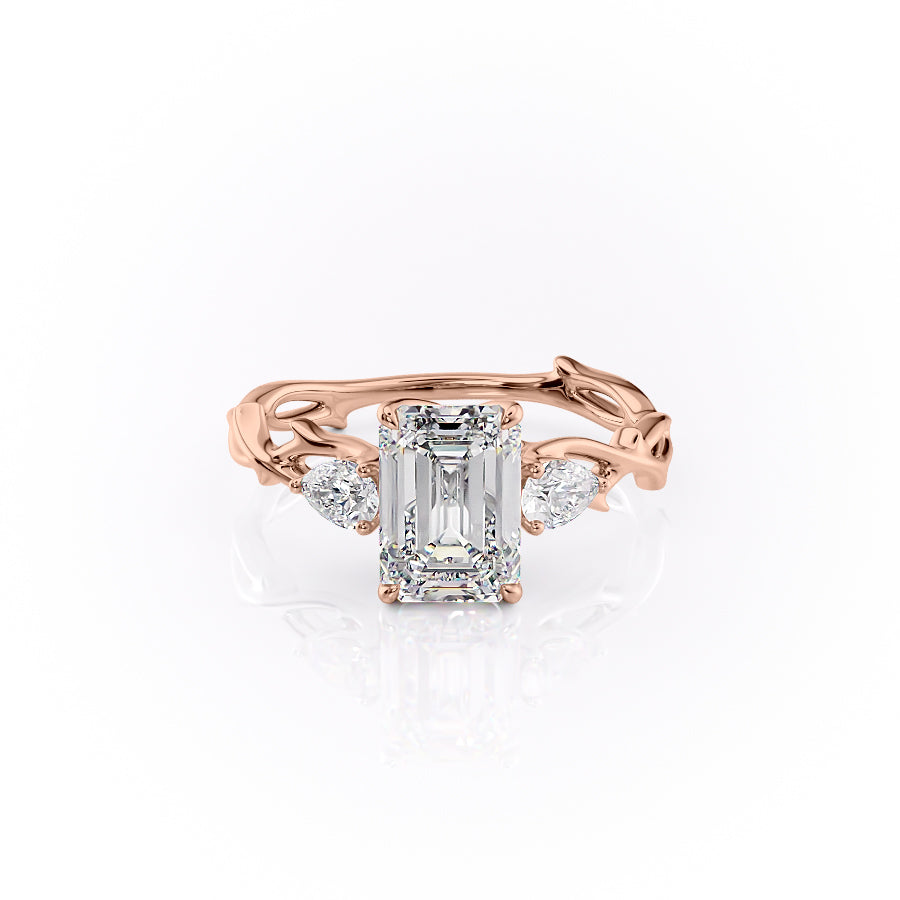 The Three Stone Twig Set With A 1 Carat Emerald Moissanite