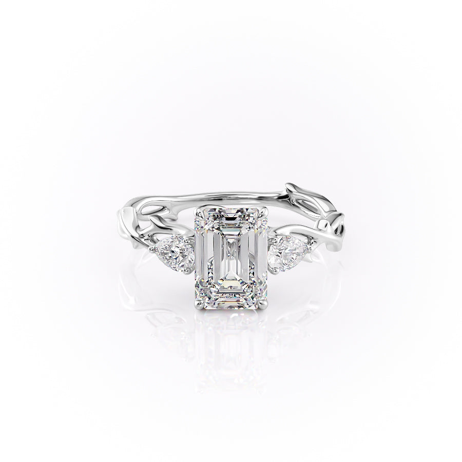 The Three Stone Twig Set With A 2 Carat Emerald Moissanite