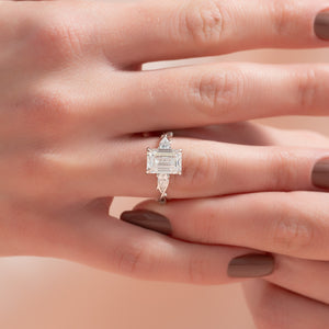 The Three Stone Twig Set With A 2 Carat Emerald Lab Diamond