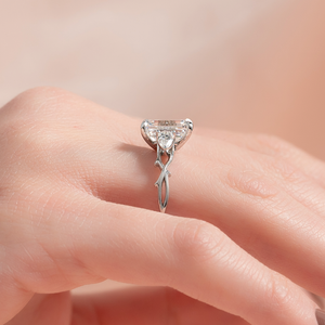 The Three Stone Twig Set With A Emerald Lab Diamond