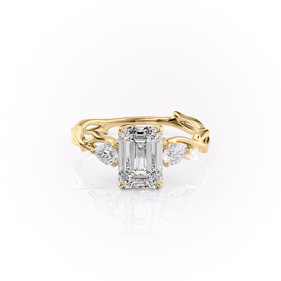 The Three Stone Twig Set With A 4 Carat Emerald Moissanite