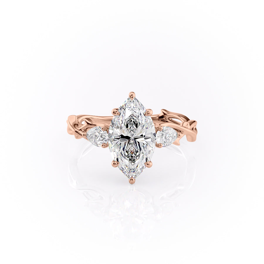 The Three Stone Twig Set With A 4 Carat Marquise Moissanite
