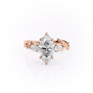 The Three Stone Twig Set With A 3 Carat Marquise Moissanite