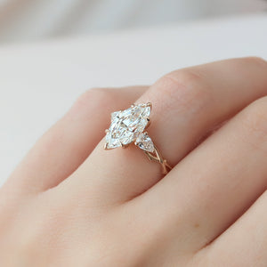 The Three Stone Twig Set With A 1 Carat Marquise Lab Diamond